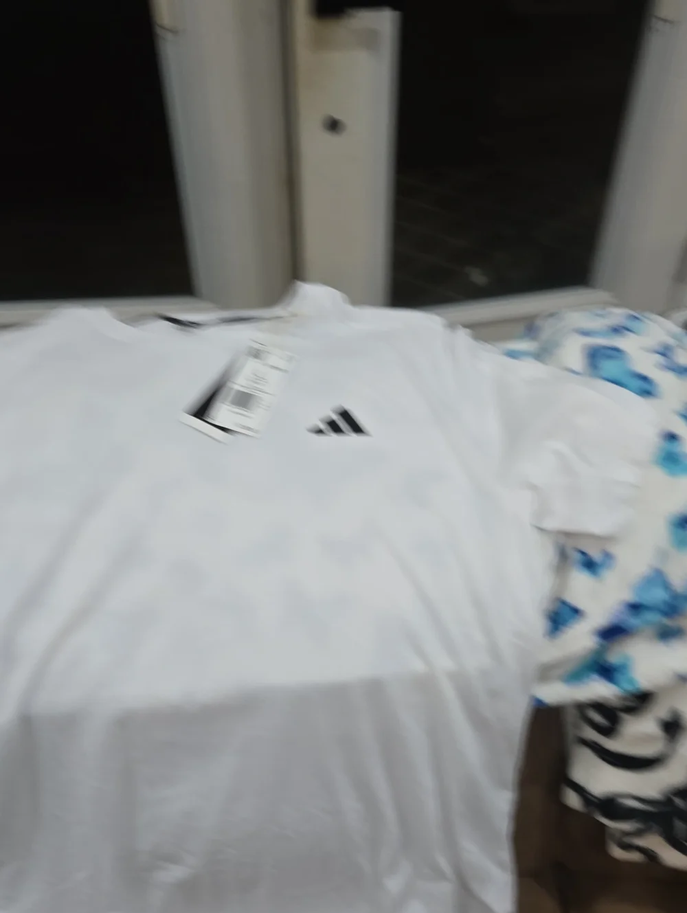 adidas White Short Sleeve Logo Tee with Black Trefoil Accent
